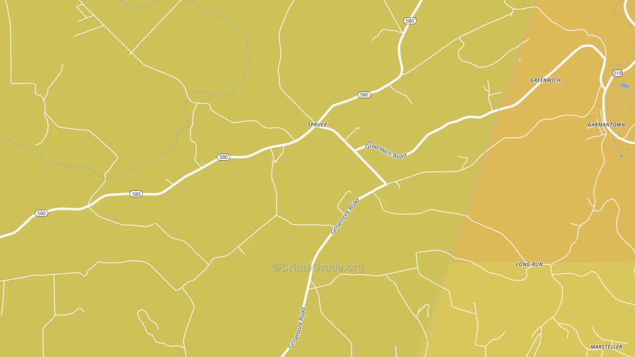 Grisemore, PA Map of Theft Rates
