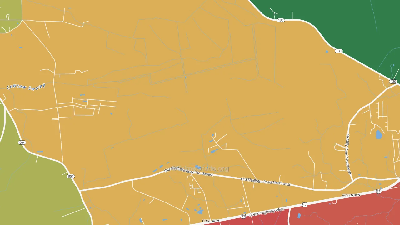 Grissettown, NC Map of Theft Rates