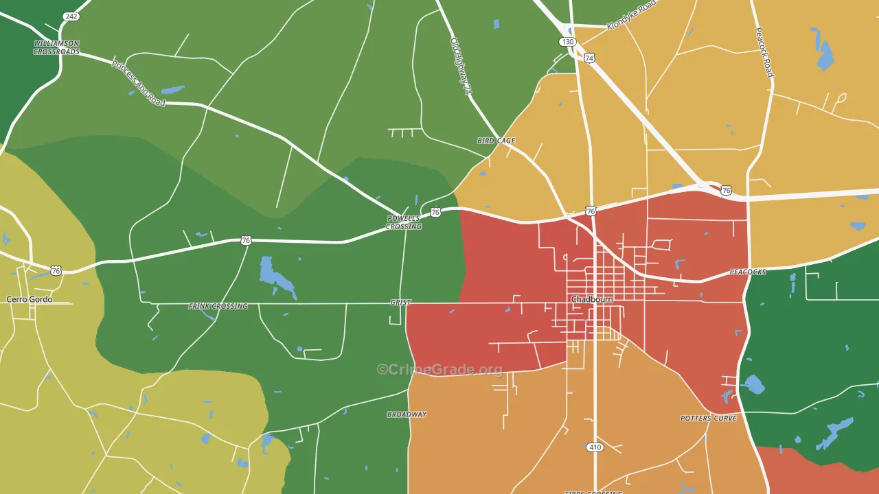 Grist, NC Map of Theft Rates