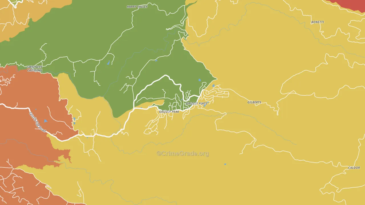 Grizzly Flats, CA Map of Theft Rates
