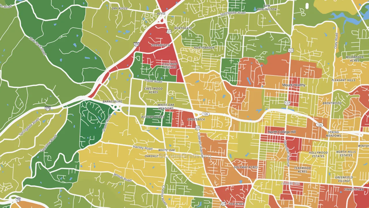 Groesbeck, Cincinnati, OH Map of Theft Rates