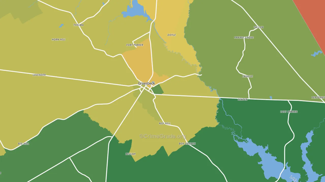 Groesbeck, TX Map of Theft Rates