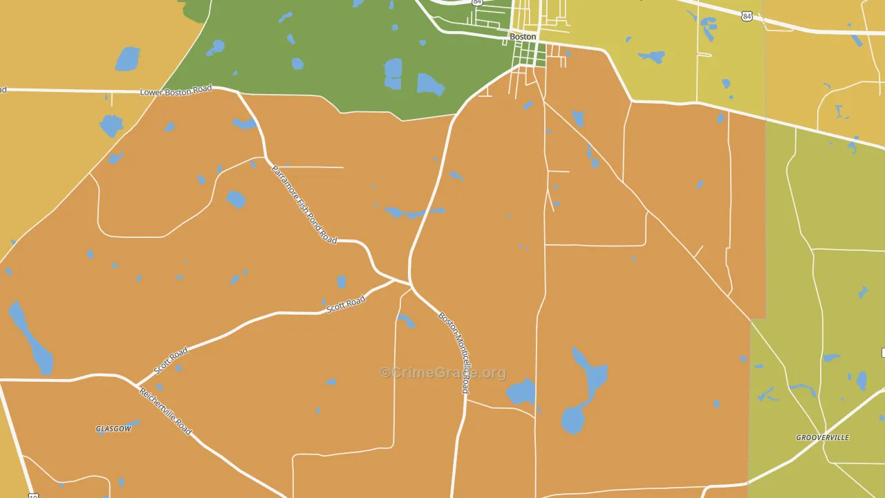Grooverville, GA Map of Theft Rates