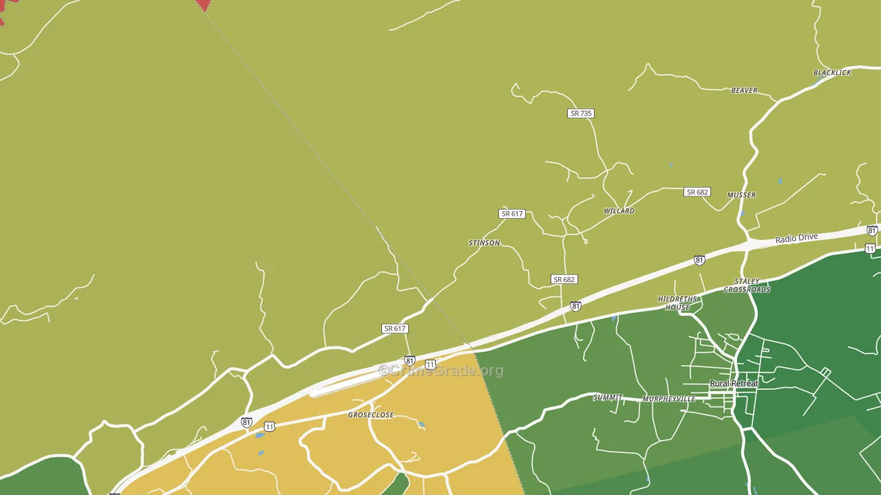 Groseclose, VA Map of Theft Rates