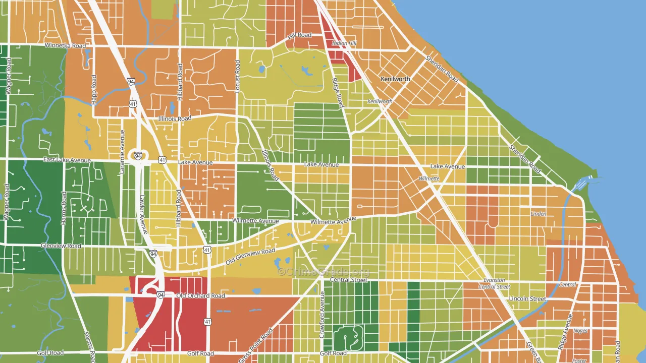 Gross Point, Wilmette, IL Map of Theft Rates