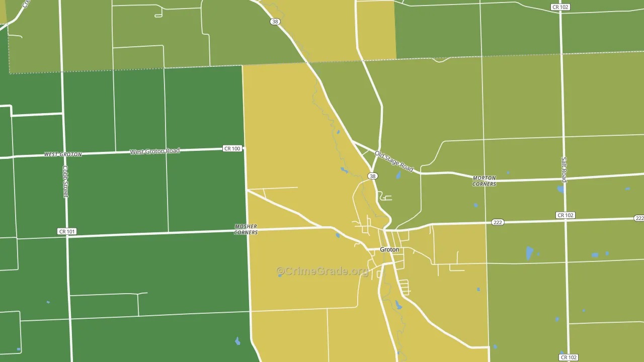 Groton City, NY Map of Theft Rates