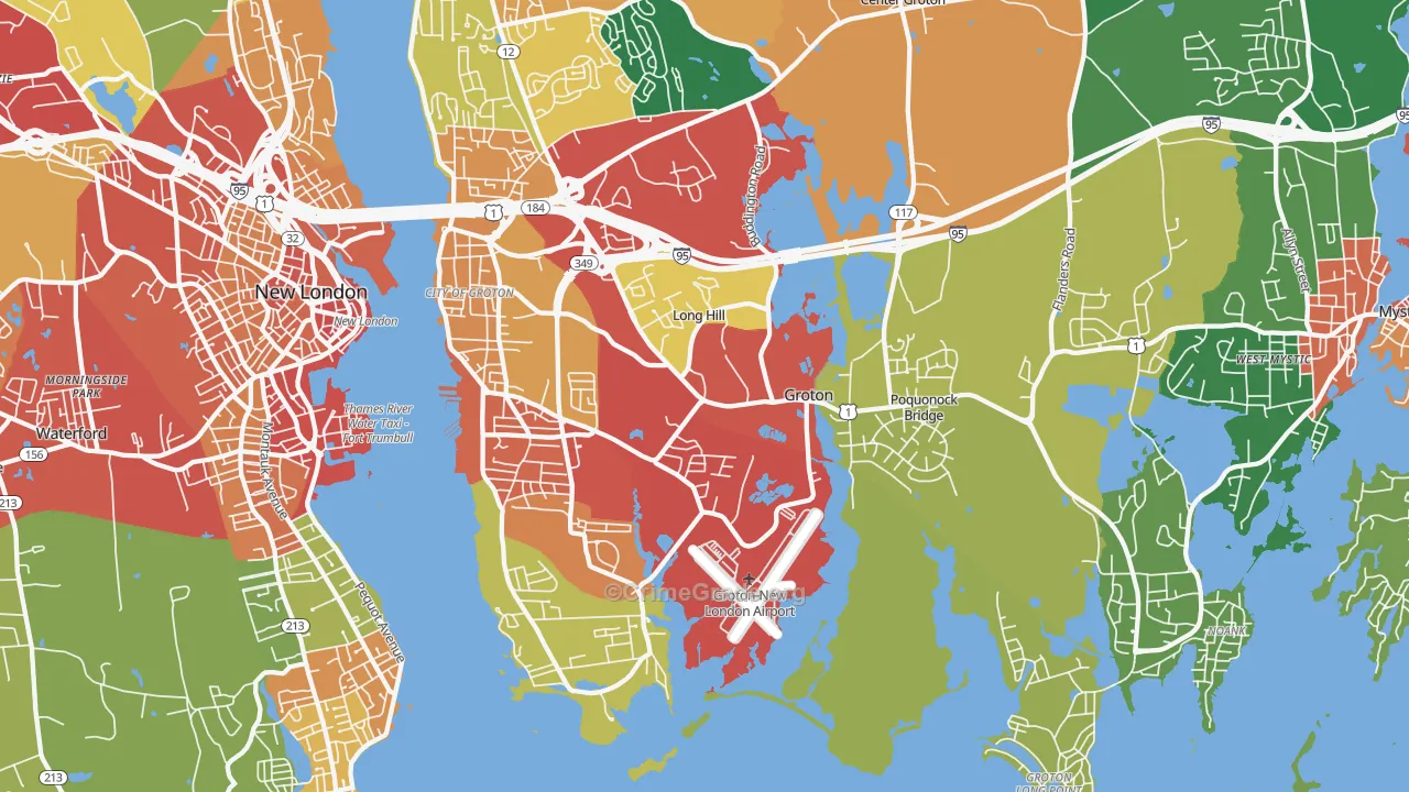 Groton, CT Map of Theft Rates