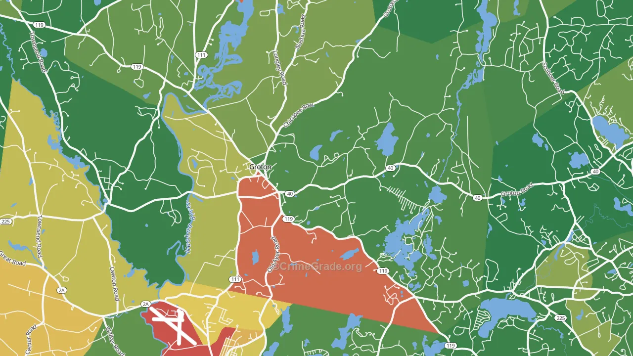 Groton, MA Map of Theft Rates