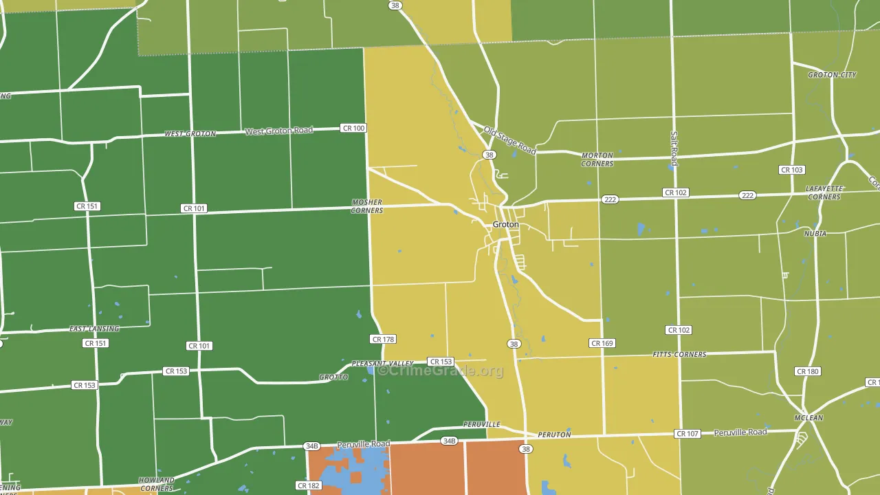 Groton, NY Map of Theft Rates