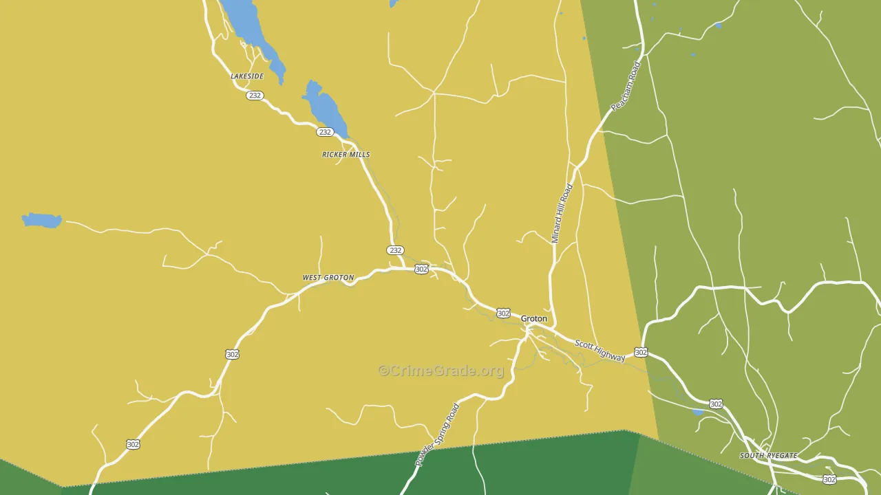 Groton, VT Map of Theft Rates