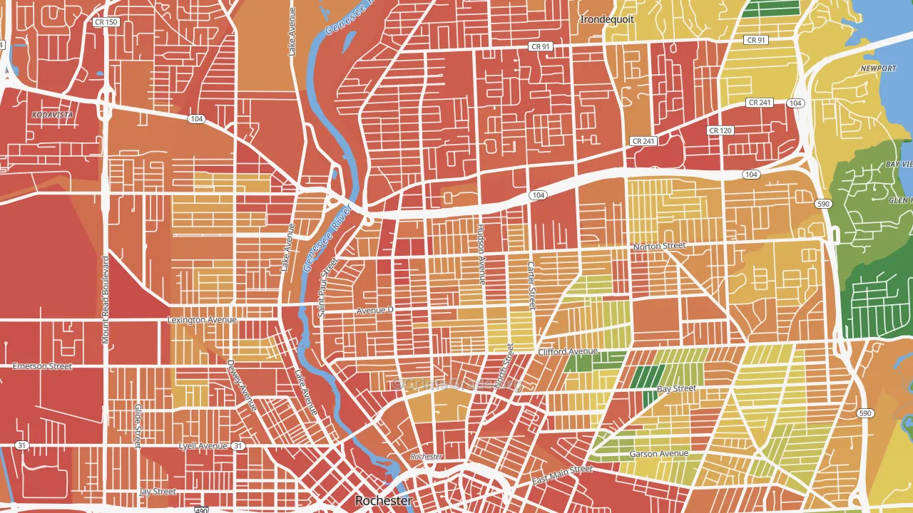 Group 14621, Rochester, NY Map of Theft Rates