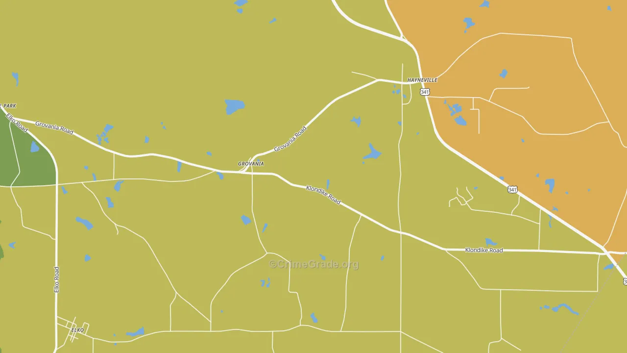 Grovania, GA Map of Theft Rates