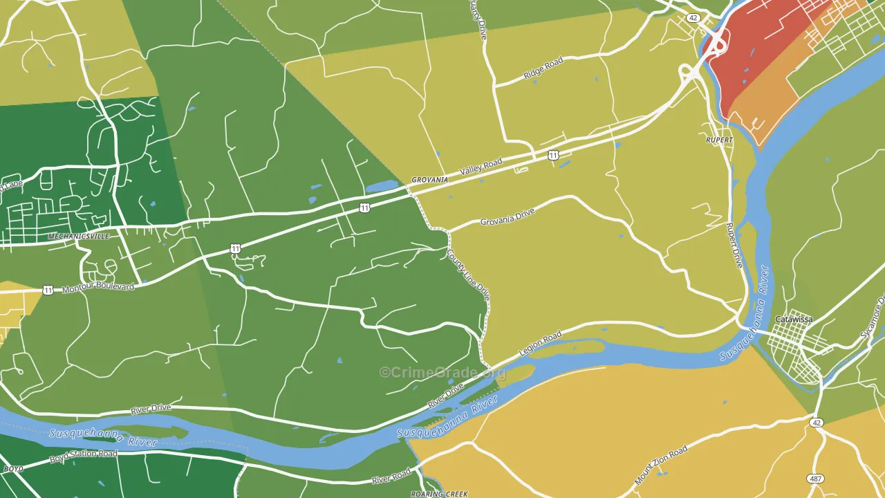 Grovania, PA Map of Theft Rates