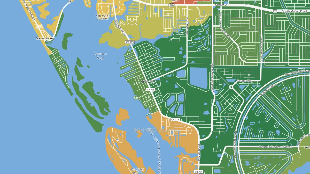 Grove City, FL Map of Theft Rates