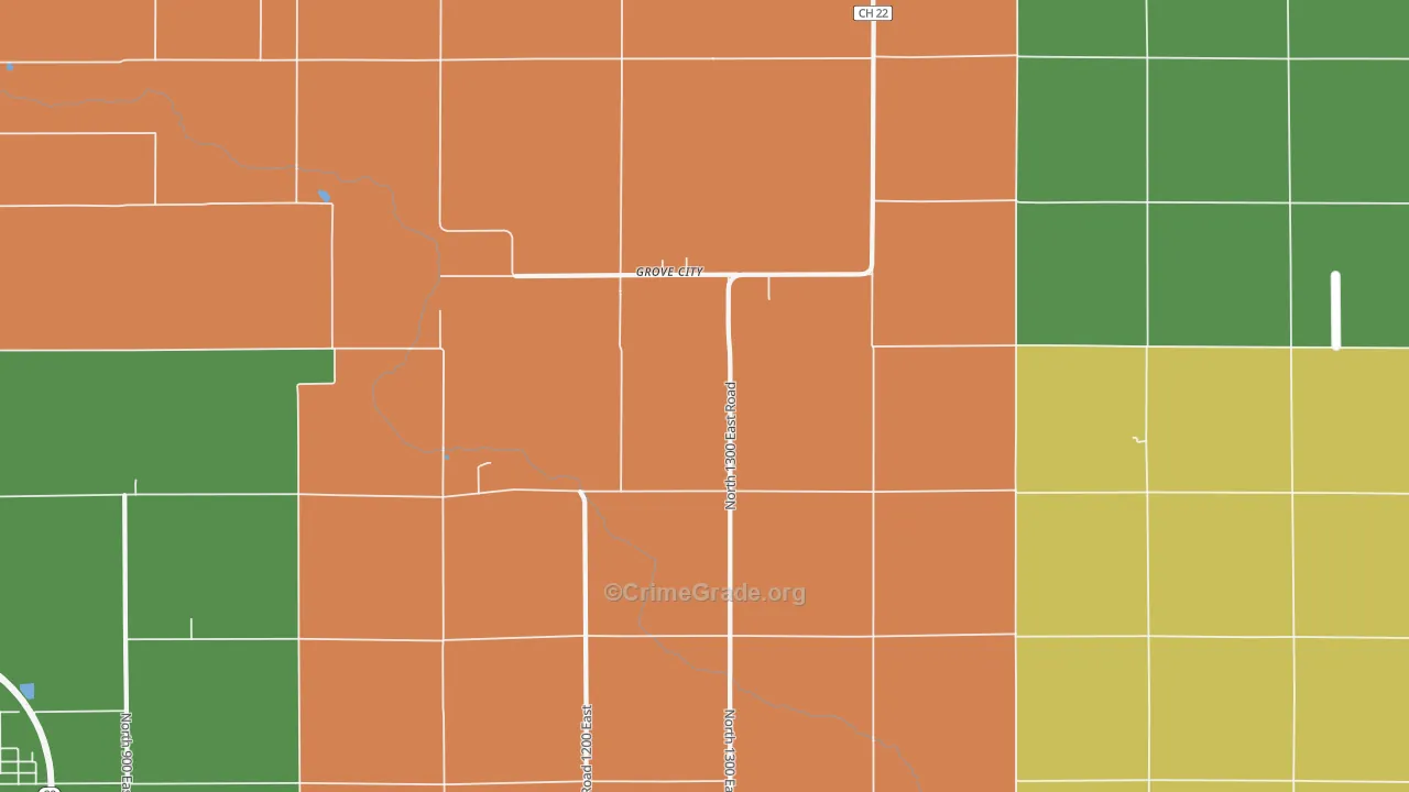 Grove City, IL Map of Theft Rates