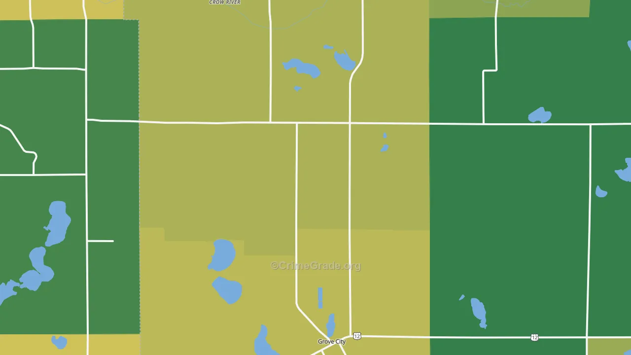 Grove City, MN Map of Theft Rates