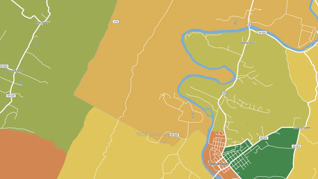 Grove Hill, VA Map of Theft Rates