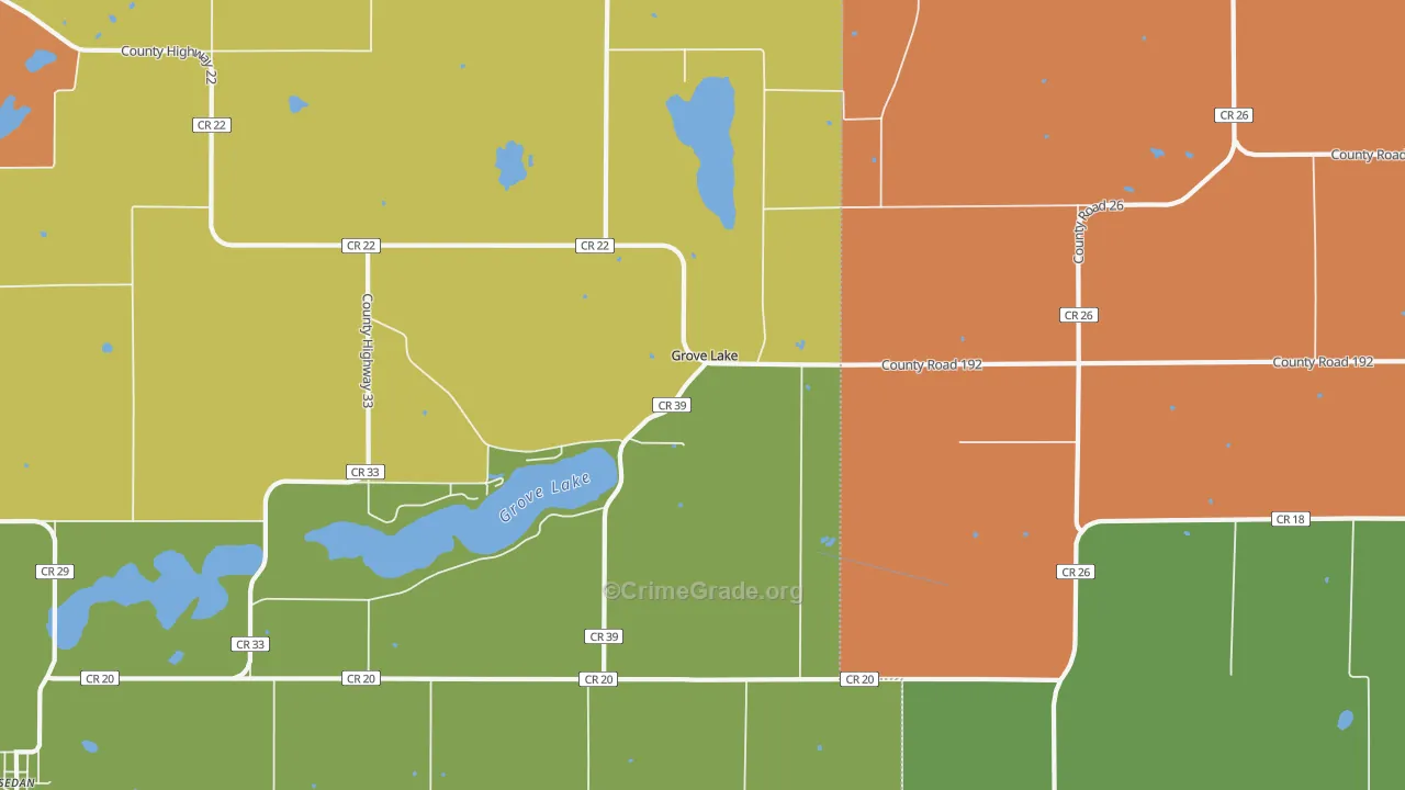 Grove Lake, MN Map of Theft Rates