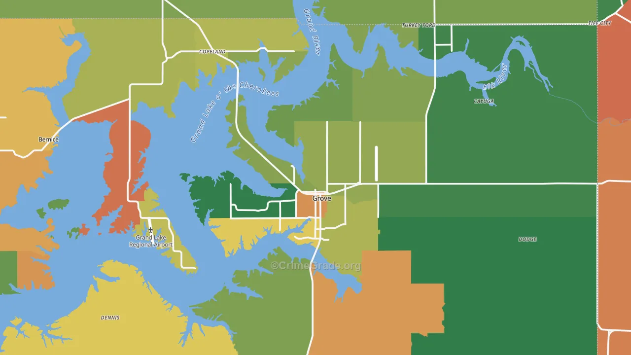 Grove, OK Map of Theft Rates