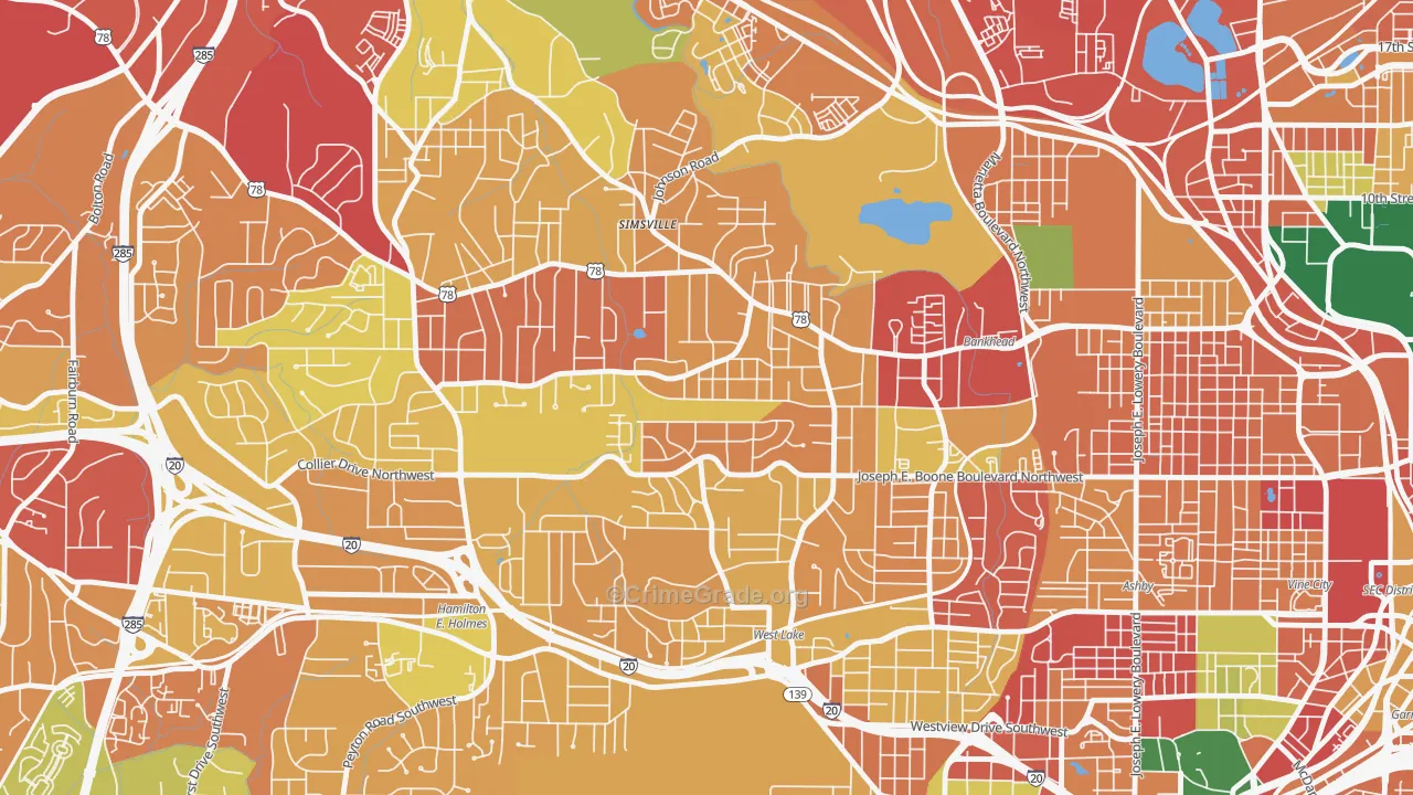 Grove Park, Atlanta, GA Map of Theft Rates