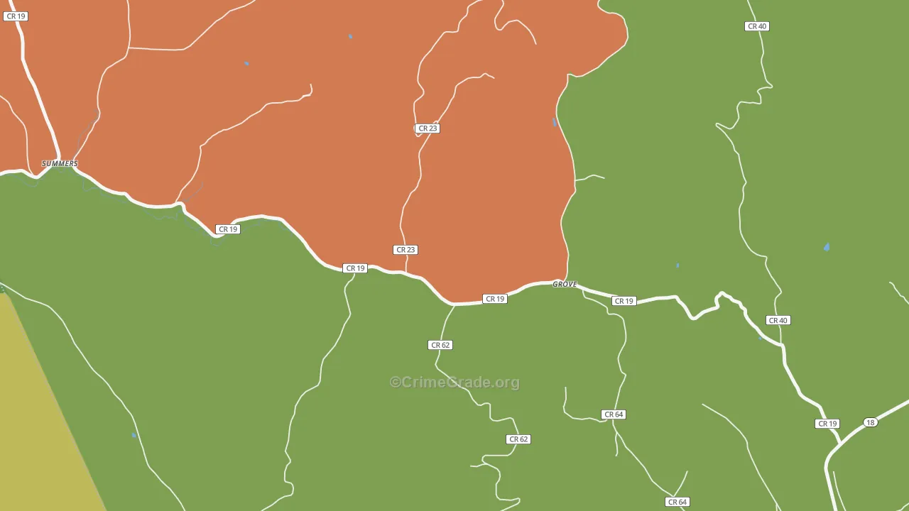 Grove, WV Map of Theft Rates