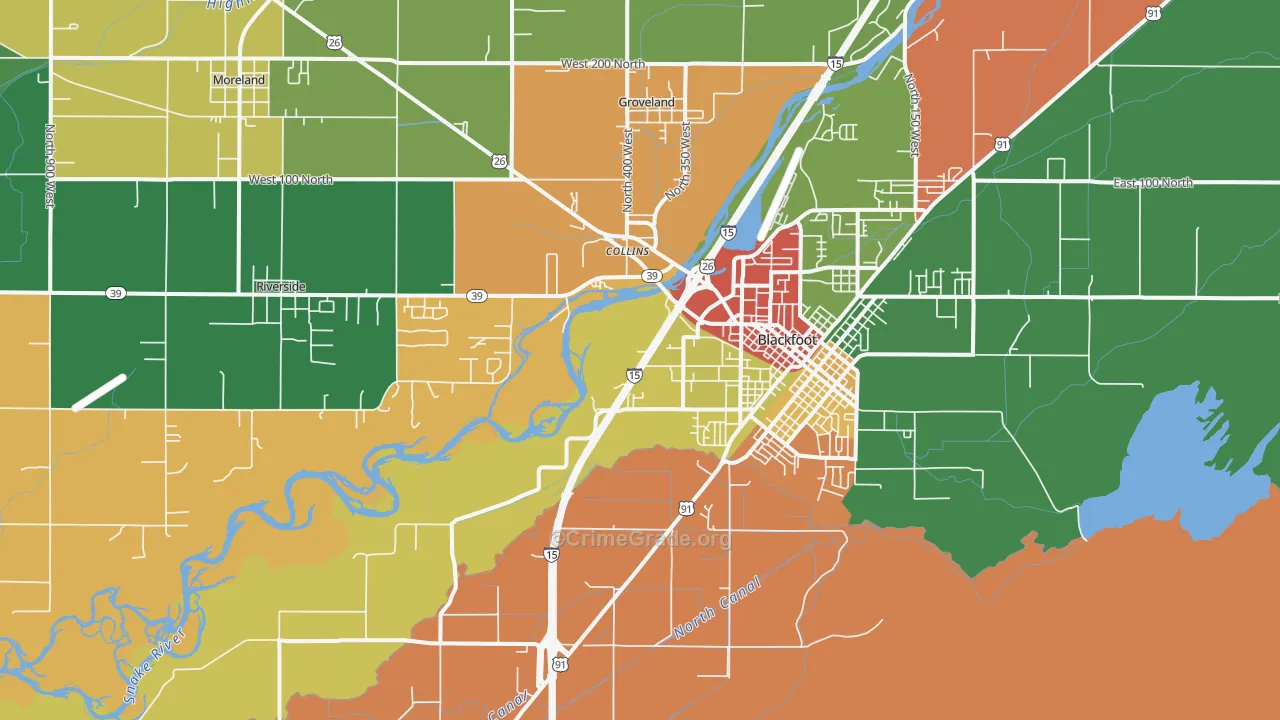 Groveland, ID Map of Theft Rates