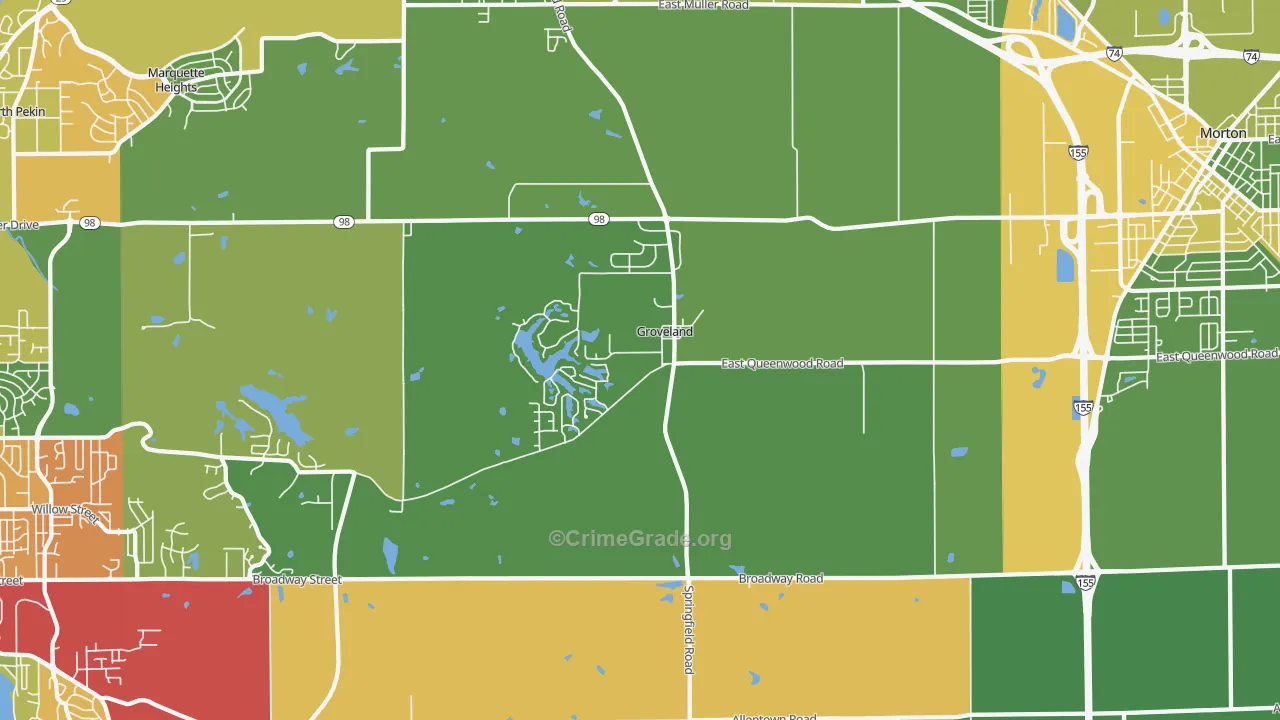 Groveland, IL Map of Theft Rates