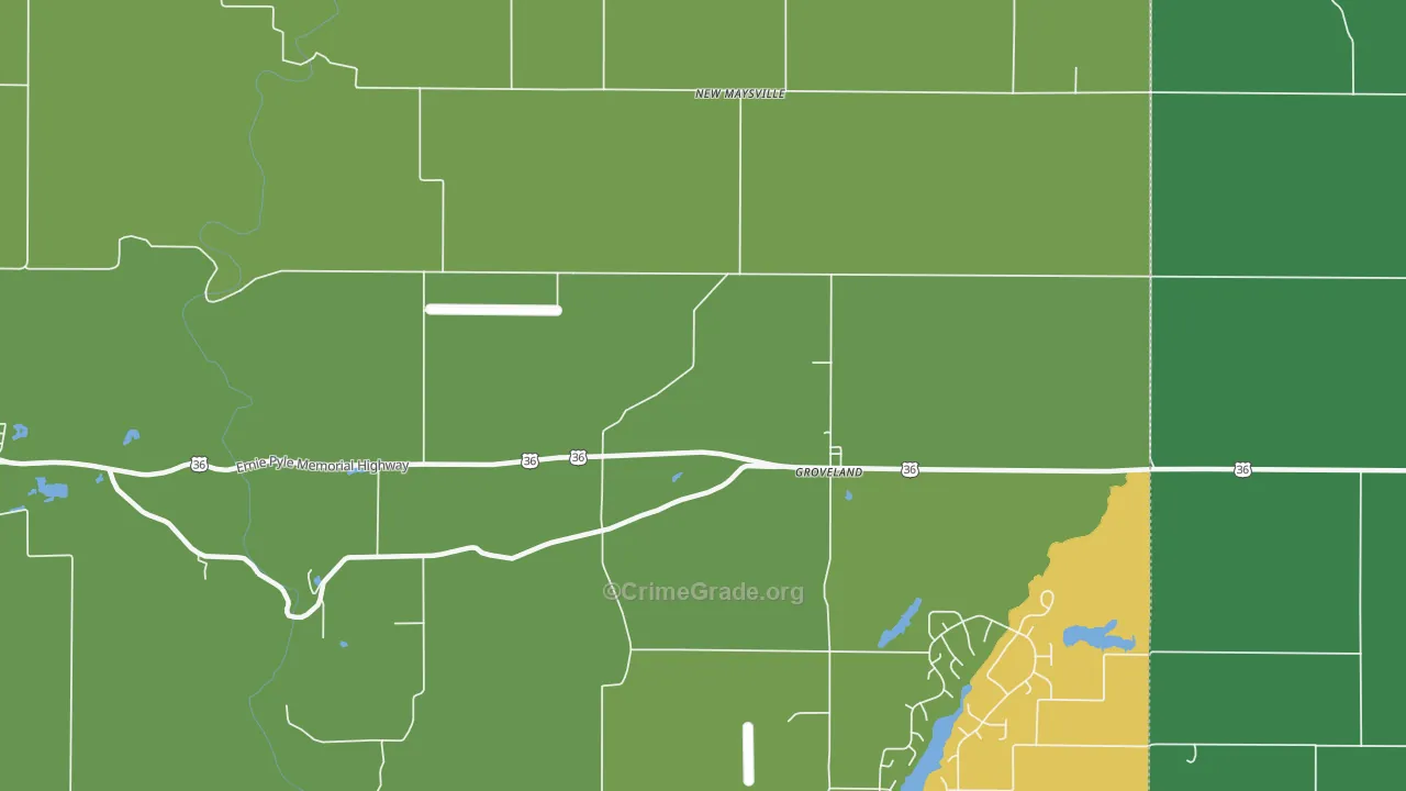 Groveland, IN Map of Theft Rates