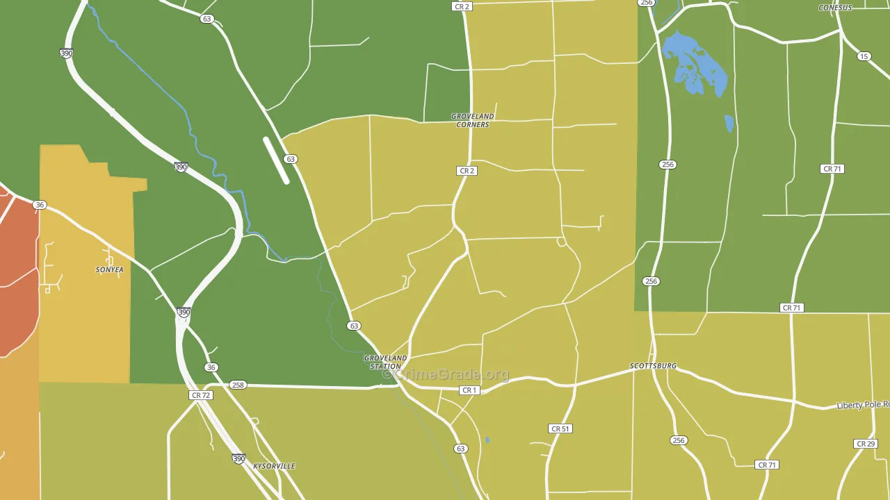 Groveland, NY Map of Theft Rates