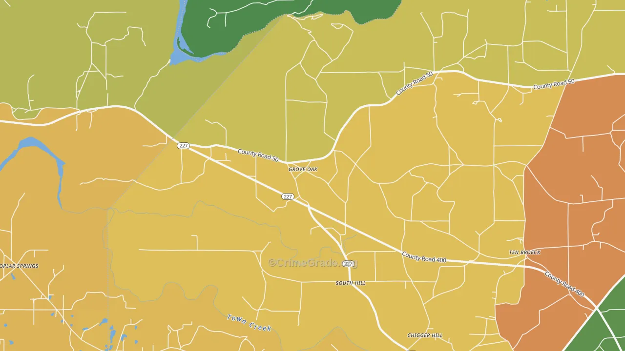 Groveoak, AL Map of Theft Rates