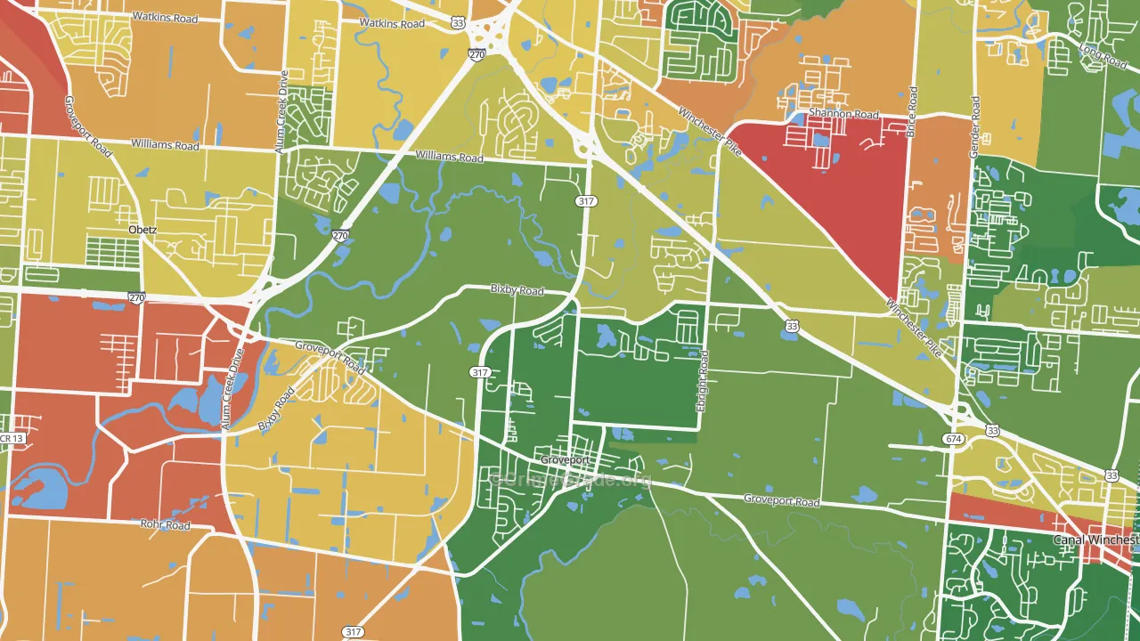 Groveport, OH Map of Theft Rates