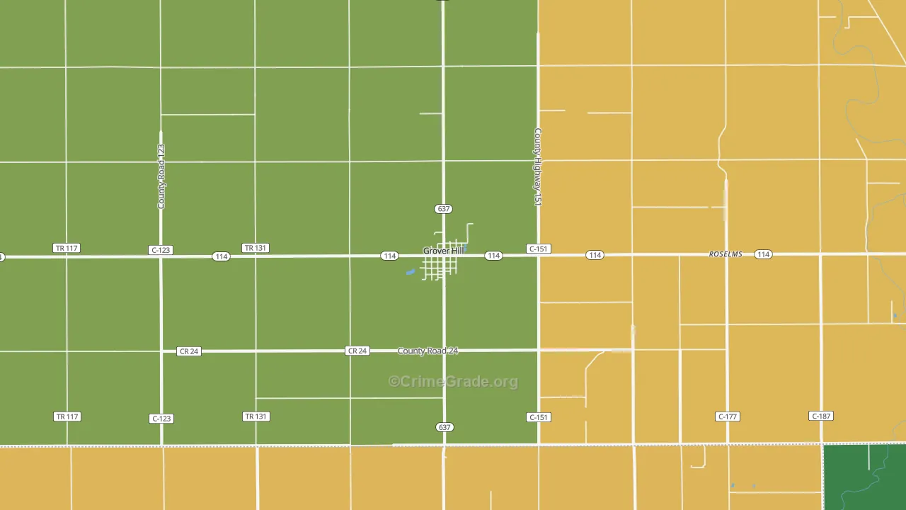 Grover Hill, OH Map of Theft Rates