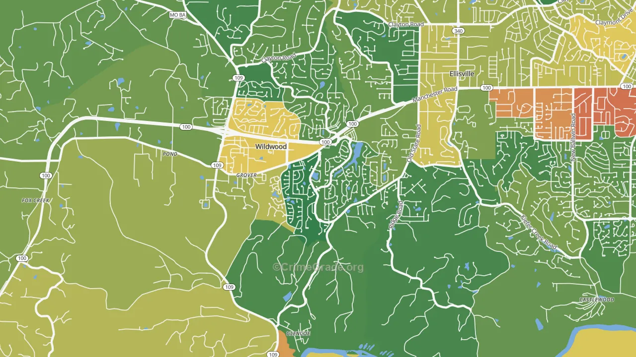 Grover, MO Map of Theft Rates