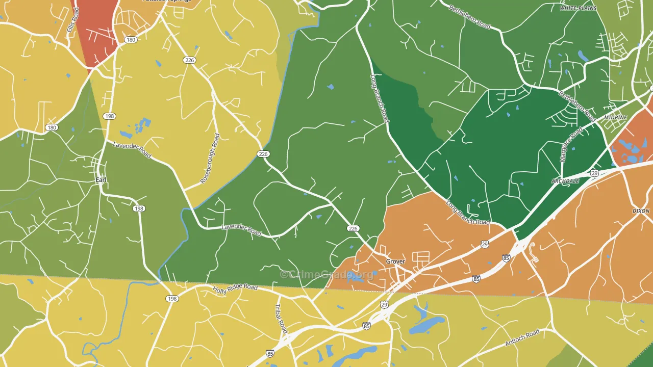 Grover, NC Map of Theft Rates
