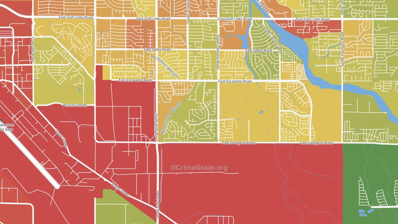 Groves Lincoln Park, Tucson, AZ Map of Theft Rates