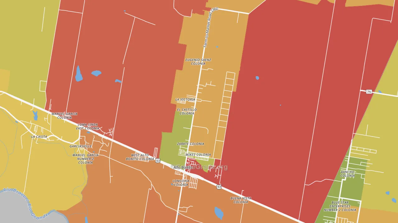 Grulla, TX Map of Theft Rates