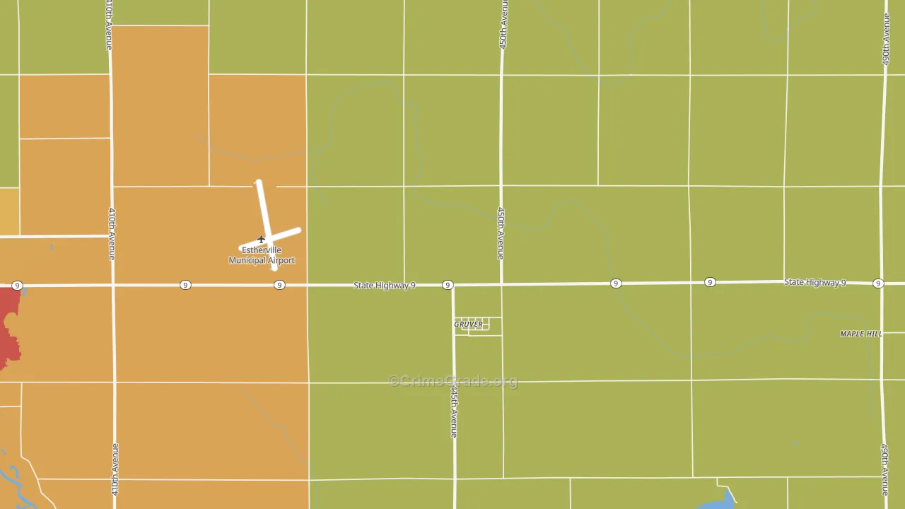 Gruver, IA Map of Theft Rates