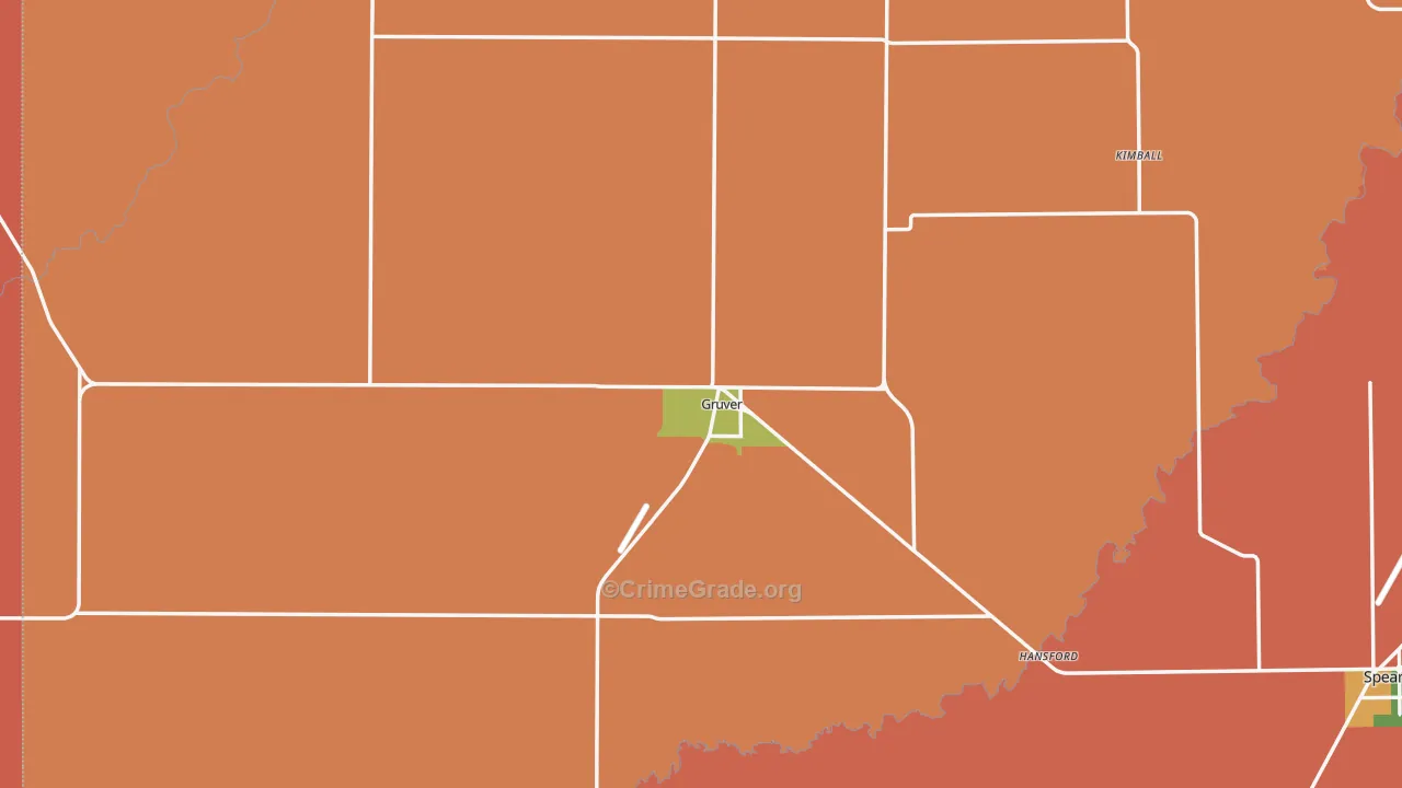 Gruver, TX Map of Theft Rates