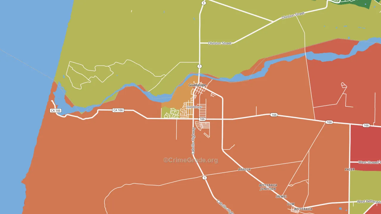Guadalupe, CA Map of Theft Rates