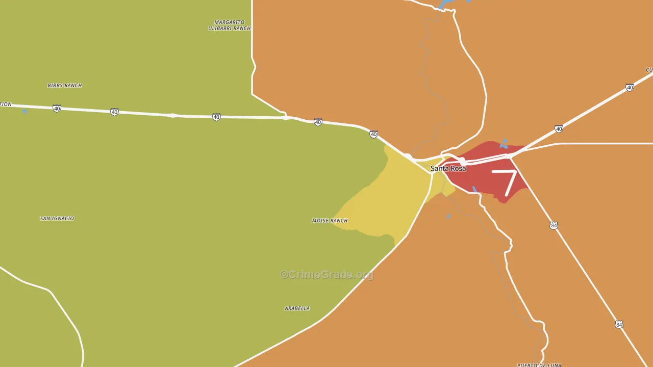 Guadalupe County, NM Map of Theft Rates