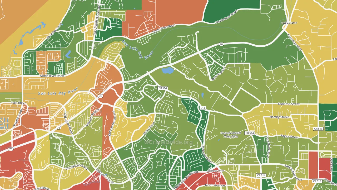 Guajome, Oceanside, CA Map of Theft Rates