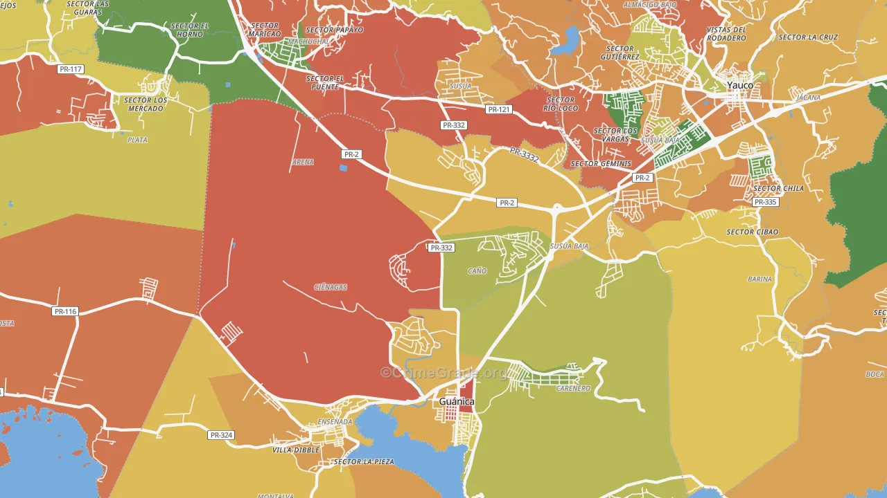 Guanica, PR Map of Theft Rates