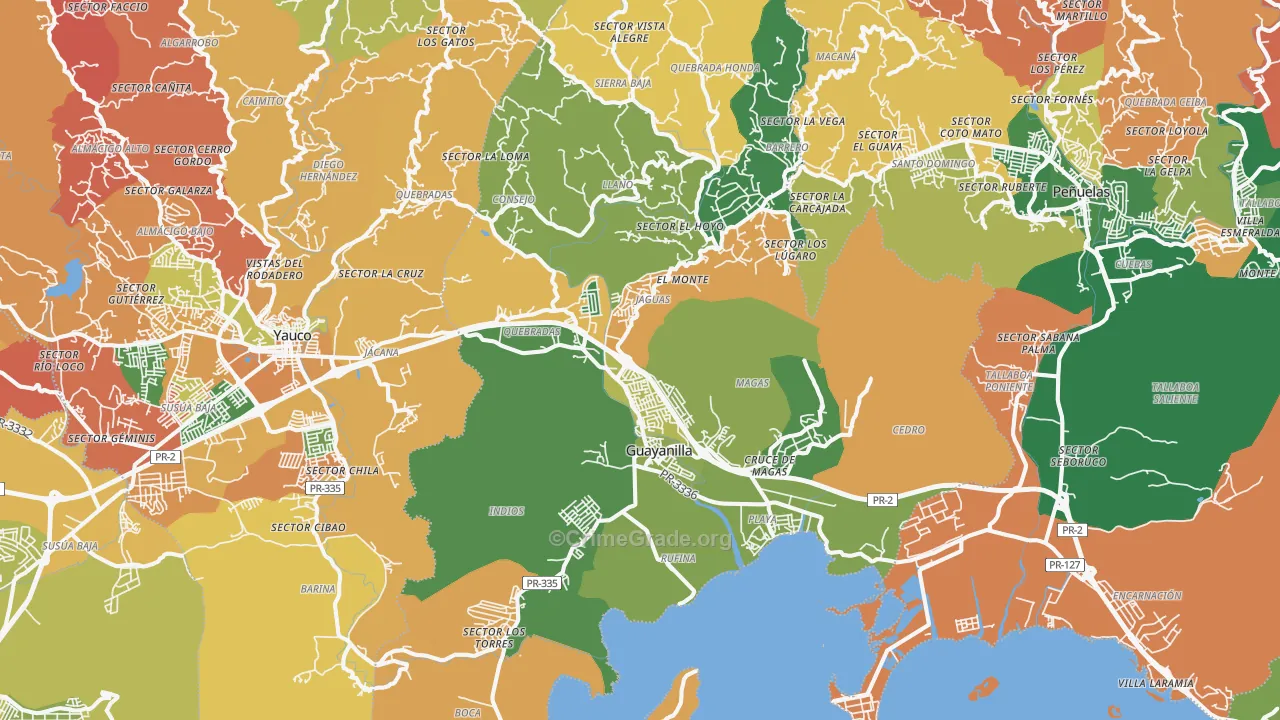 Guayanilla Municipio, PR Map of Theft Rates