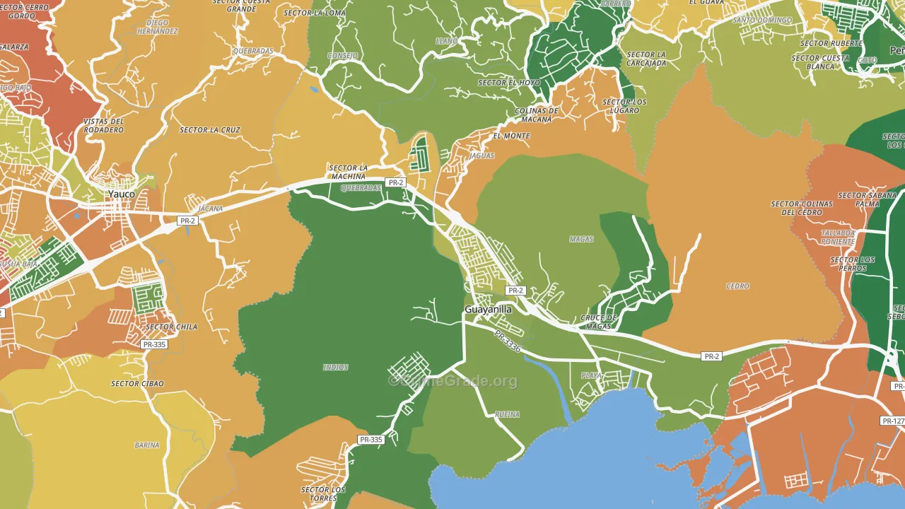 Guayanilla, PR Map of Theft Rates