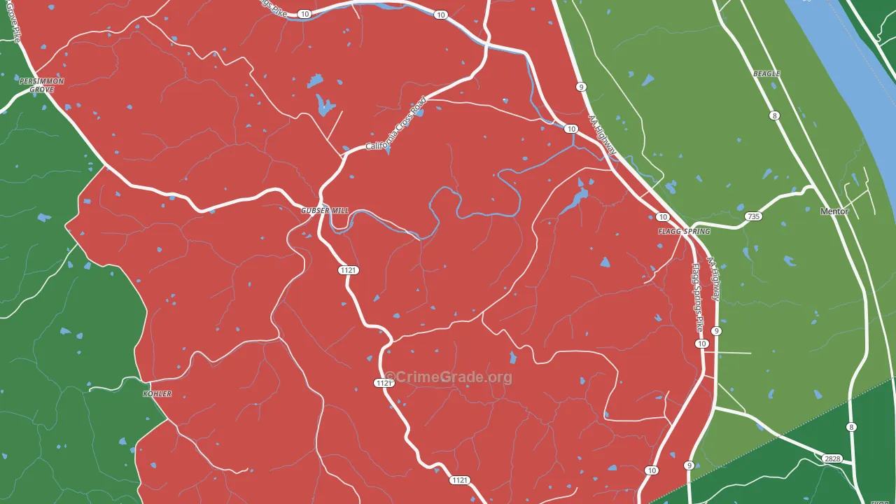 Gubser Mill, KY Map of Theft Rates