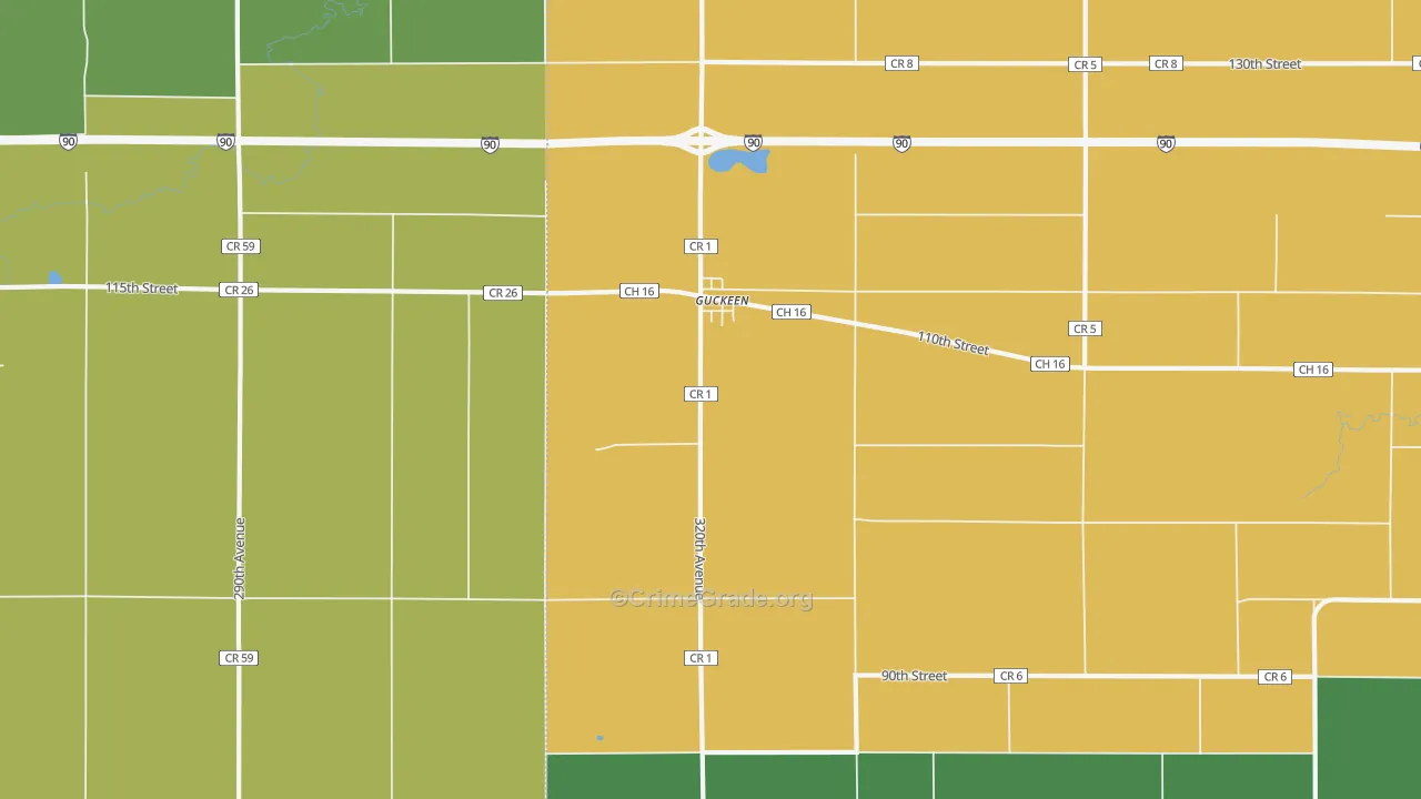 Guckeen, MN Map of Theft Rates
