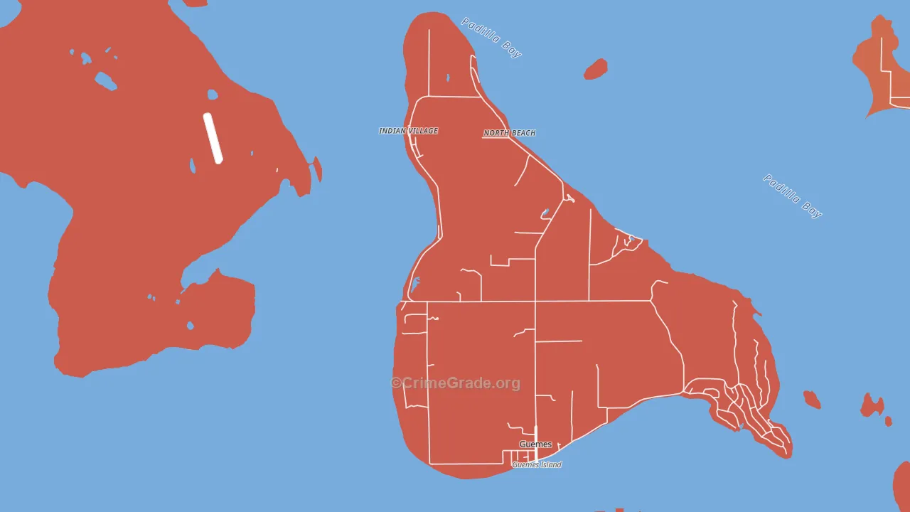 Guemes, WA Map of Theft Rates