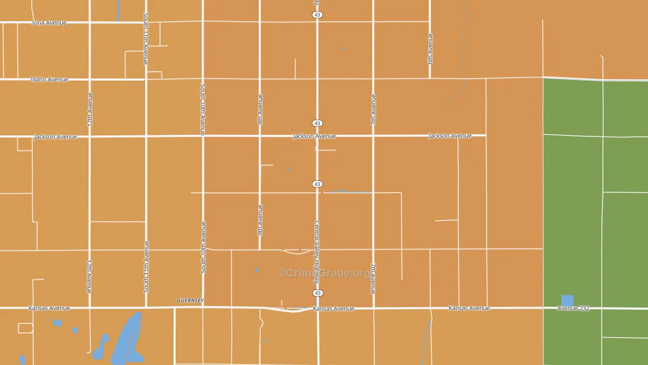 Guernsey, CA Map of Theft Rates