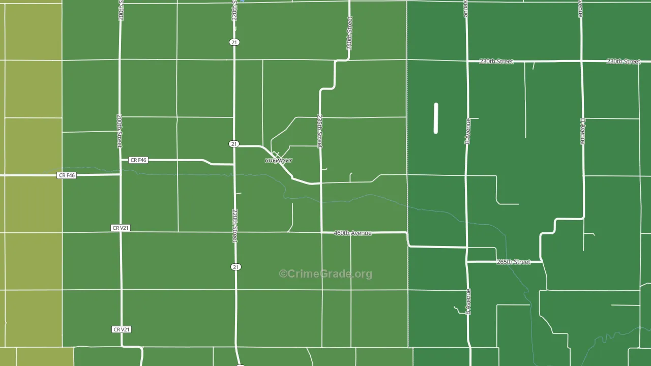 Guernsey, IA Map of Theft Rates