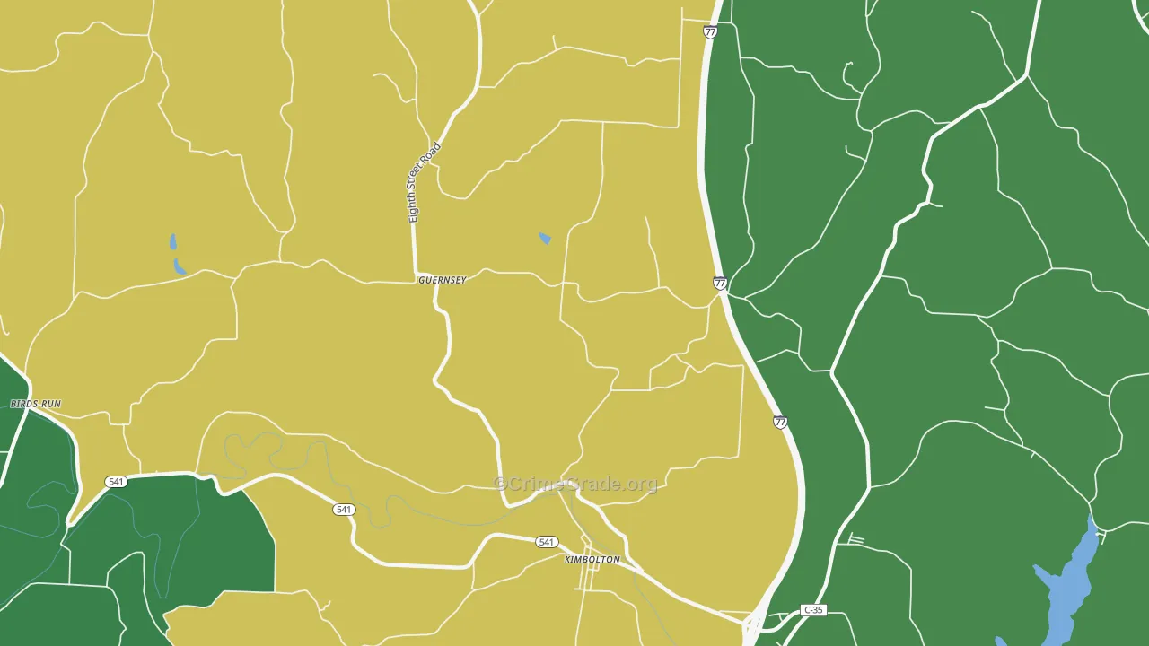 Guernsey, OH Map of Theft Rates